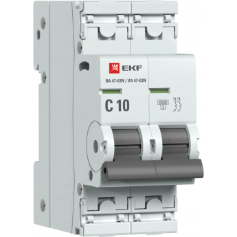 Автоматический выключатель EKF 2P 10А (C) 6кА ВА 47-63N PROxima