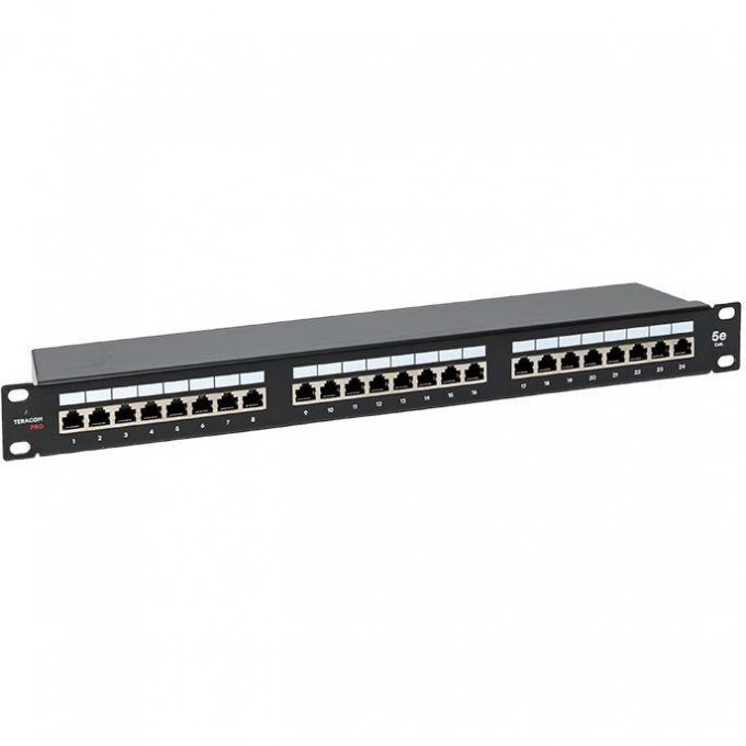 Патч-панель EKF 19дюйм кат.5e 1U полный экран STP 24 порта RJ-45 Dual IDC с органайзером TERACOM PRO TRP-PPNL-5ESTP-1U24