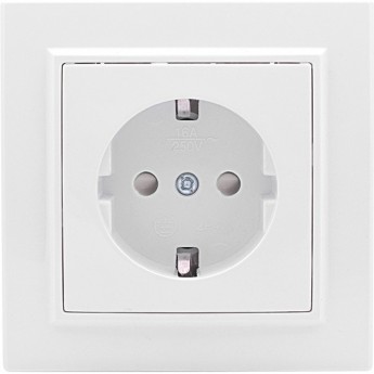 Розетка 1-местная EKF BASIC МИНСК СП с заземлением 16А белая с защ. штор.