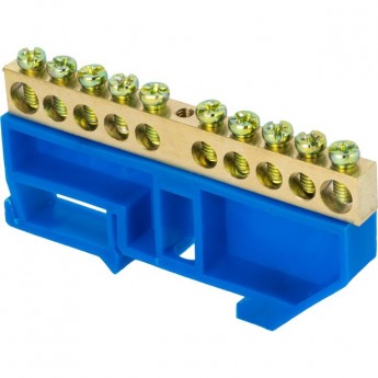 Шина EKF PROXIMA "0" N 6х9мм 10 отверстий латунь синий изолятор на DIN-рейку розничный стикер