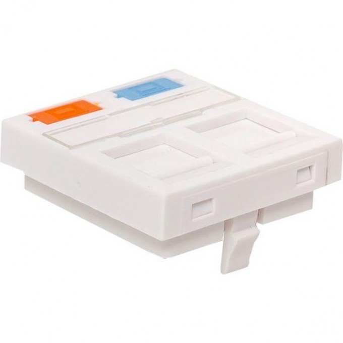 Вставка розеточная 45х45мм формат Mosaic на 2 модуля Keystone защ. шторки и маркерами бел. TeraLINK PRO EKF TRP-INS-MOS-2M2P-WH