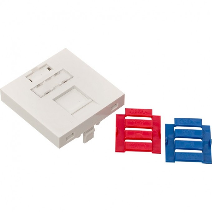 Вставка розеточная EKF TERACOM PRO 45x45мм формат Mosaic на 1 модуль Keystone со шторкой и маркером белая TRP-INS-MOS-2M1P-WH