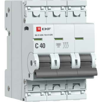 Выключатель автоматический EKF PROXIMA 3P C 40А 6кА ВА 47-63N